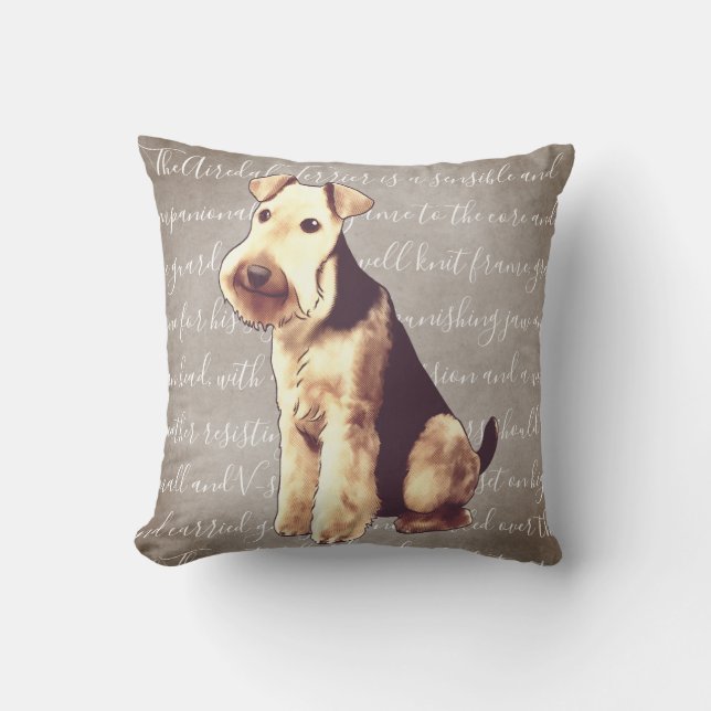 Coussin d'illustration d'Airedale Terrier (Recto)