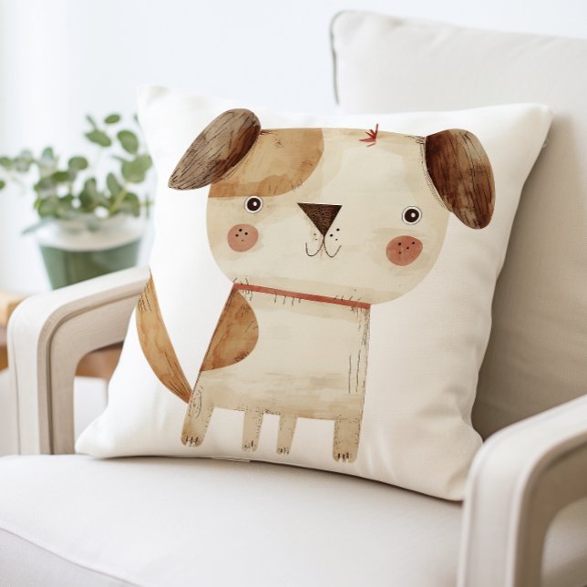 Coussin d'illustration de chien mignon, Chiot ador (Créateur téléchargé)