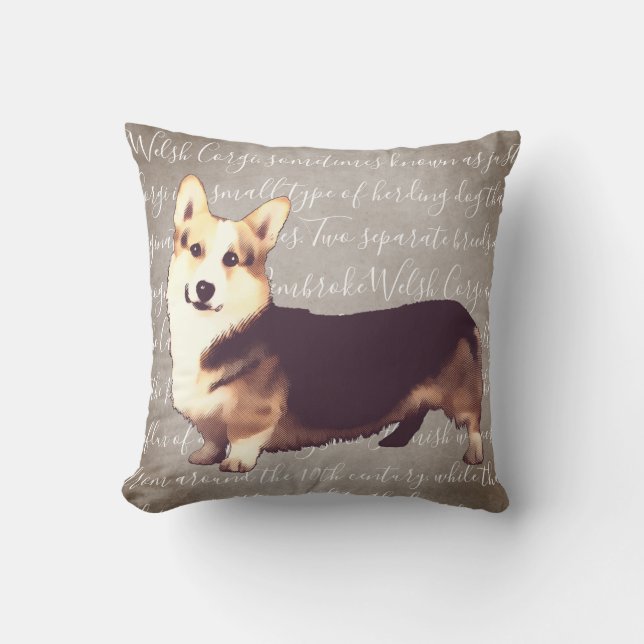 Coussin d'illustration de corgi de Gallois (Recto)