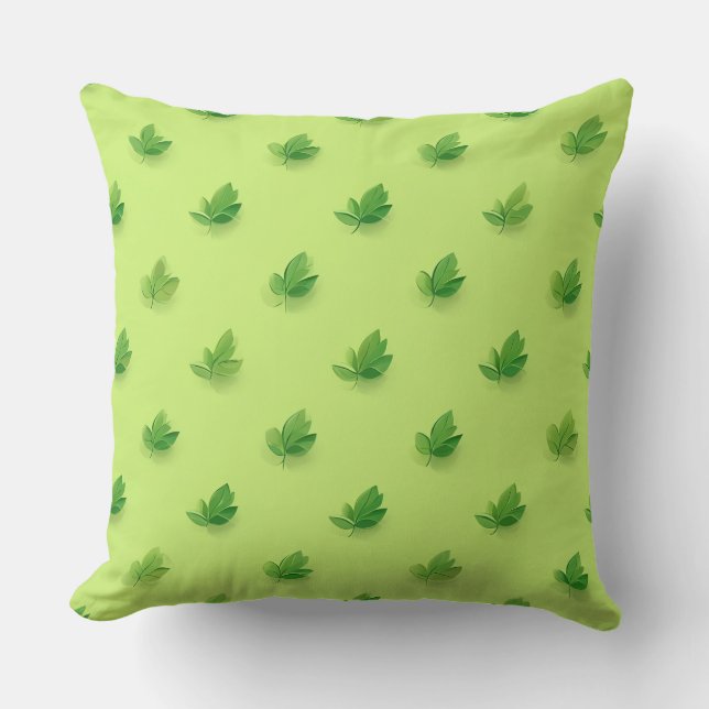 coussin d'illustration de feuille verte (Recto)