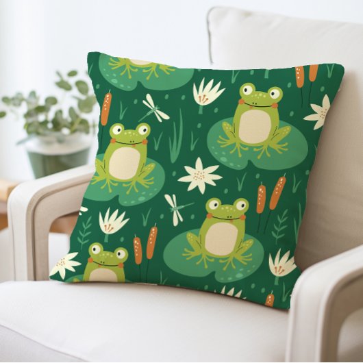 Coussin d'illustration de grenouille mignonne et l