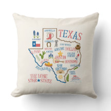 Coussin d'illustration de l'état du Texas - Crème