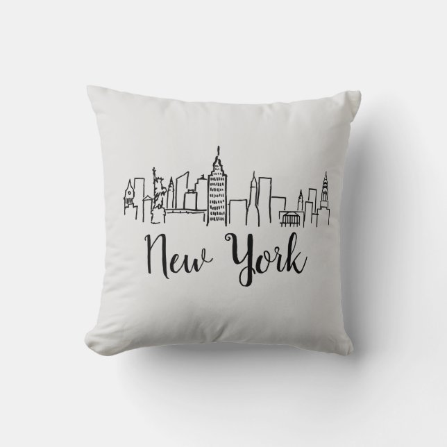 Coussin d'illustrations Skyline de New York (Recto)