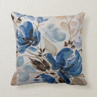 Coussin d'impression de couleur d'eau de fleurs bl