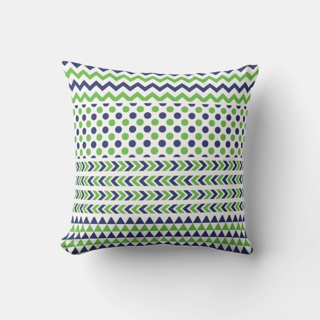 Coussin d'impression Lime Green et Navy Blue (Recto)