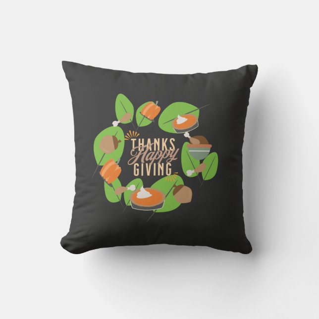 Coussin Dinde de dîner de Thanksgiving Citrouille Verdure  (Recto)