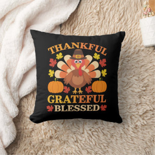 Coussin Dinde de Thanksgiving Bénie Grateuse Reconnaissant