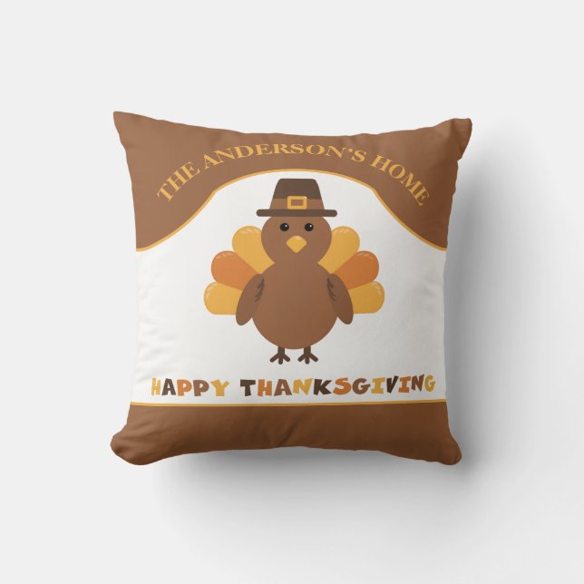 Coussin Dinde de Thanksgiving mignonne (Recto)