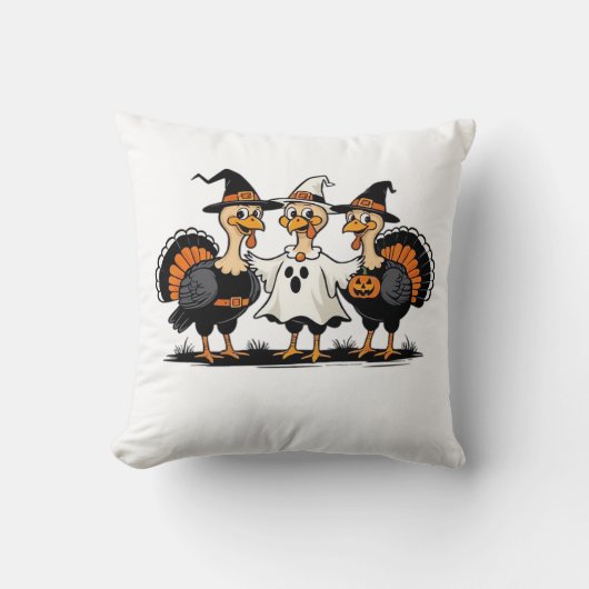 Coussin Dinde Halloween Boo, Dinde de Thanksgiving, Épouva (Recto)