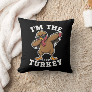 Coussin Dinde Sassy Assortie Fête de Thanksgiving en Famil