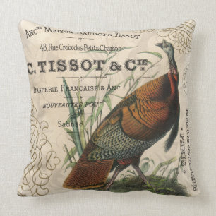 Coussin dinde sauvage de chute vintage moderne