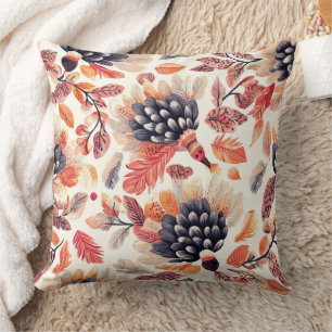 Coussin Dindes Automnales Vibrantes – Aquarelle Fantaisist
