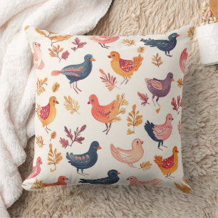 Coussin Dindes d'art populaire – Automne inspiré de la nat