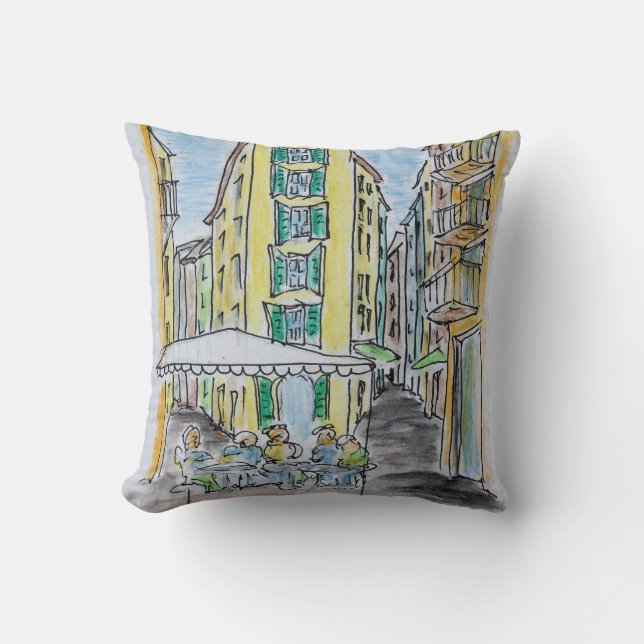Coussin Dîner en plein air dans le Vieux Nice| Nice, Franc (Recto)