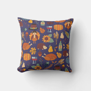 Coussin Dîner Thanksgiving sans couture motif vintage avec