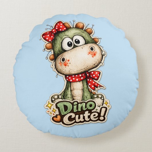 🦕🎀 Coussin “Dino-Mignon !” (Devant)