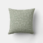 Coussin Dinosaur Boho Boy Name Dino Cute Earthy Sage Green (Verso)