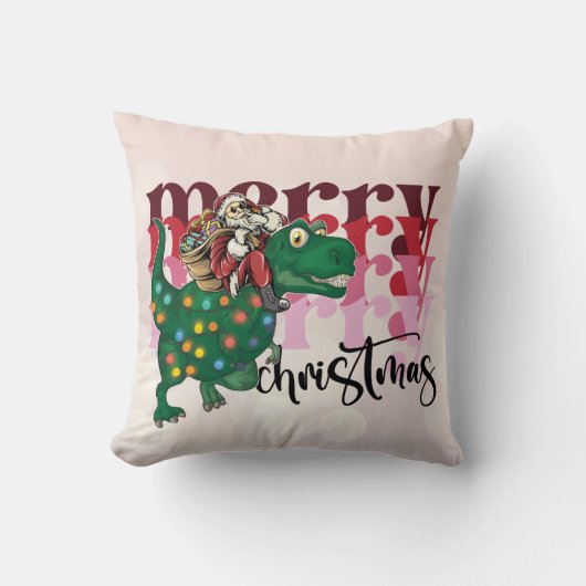 Coussin Dinosaur Joyeux Noël Père Noël (Recto)