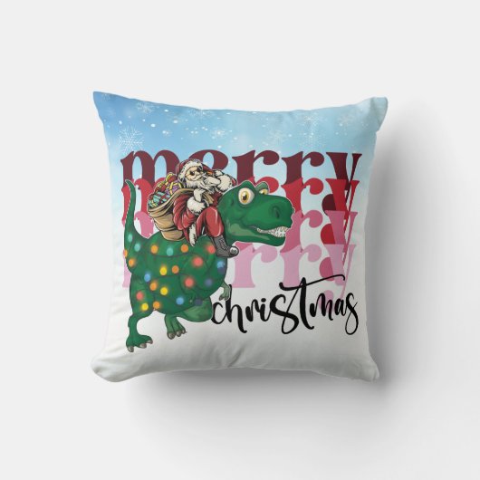 Coussin Dinosaur Joyeux Noël Père Noël (Recto)