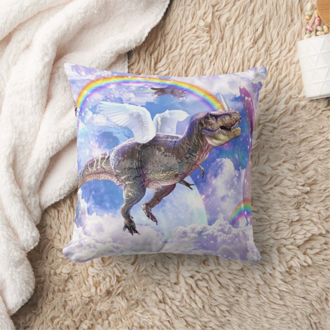 Coussin dinosaure arc-en-ciel unicorne dinocorne (Couverture)