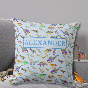 Coussin Dinosaure bleu personnalisé