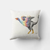 Coussin Dinosaure coloré à plumes (Verso)