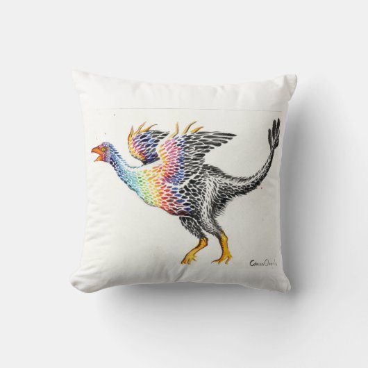 Coussin Dinosaure coloré à plumes (Recto)