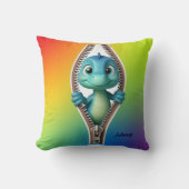 Coussin Dinosaure coloré mignon Enfants Nom personnalisé (Recto)