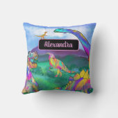 Coussin Dinosaure coloré Nom personnalisé (Verso)