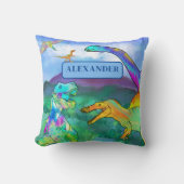 Coussin Dinosaure coloré Nom personnalisé des enfants (Recto)