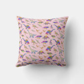 Coussin Dinosaure Cute Nom Personnalisé Rose (Verso)