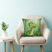 Coussin Dinosaure de dessin adorable dans la jungle verte  (Chaise)