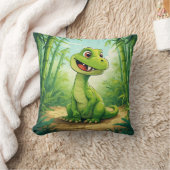 Coussin Dinosaure de dessin adorable dans la jungle verte  (Couverture)