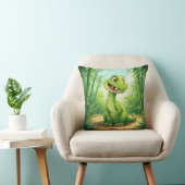 Coussin Dinosaure de dessin adorable dans la jungle verte  (Chaise)