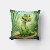 Coussin Dinosaure de dessin adorable dans la jungle verte  (Recto)