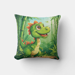 Coussin Dinosaure de dessin animé adorable dans une jungle