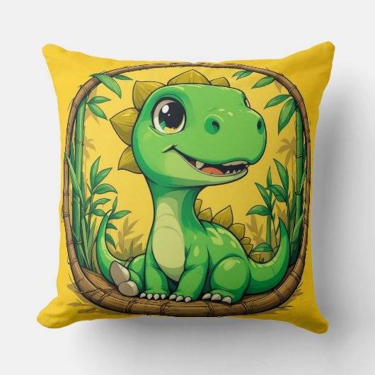 Coussin Dinosaure de dessin animé coloré (Recto)