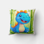 Coussin Dinosaure de dessin animé dans une forêt de bambou (Verso)