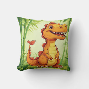 Coussin Dinosaure de dessin animé dans une forêt de bambou