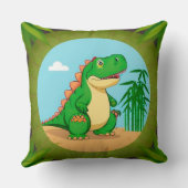 Coussin Dinosaure de dessin animé dans une scène tropicale (Verso)