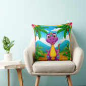 Coussin Dinosaure de dessin animé dans une scène tropicale (Chaise)