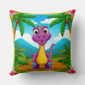 Coussin Dinosaure de dessin animé dans une scène tropicale (Verso)