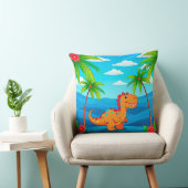 Coussin Dinosaure de dessin animé dans une scène tropicale (Chaise)