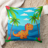 Coussin Dinosaure de dessin animé dans une scène tropicale (Couverture)