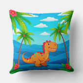 Coussin Dinosaure de dessin animé dans une scène tropicale (Verso)