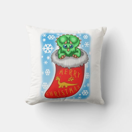 Coussin Dinosaure de Noël (Recto)