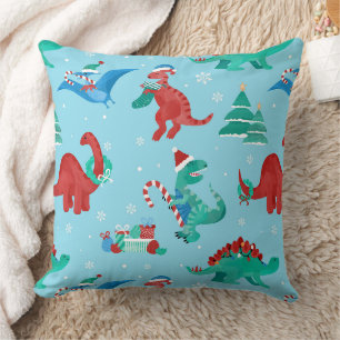 Coussin Dinosaure de Noël Enfants Amusant Vacances d'Hiver