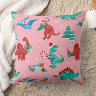 Coussin Dinosaure de Noël Enfants Amusant Vacances d'Hiver