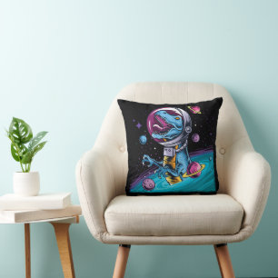 Coussin Dinosaure de T-Rex drôle dans l'espace