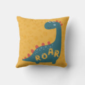 Coussin Dinosaure Dessin Jaune Roar Bleu Enfants Décor Cha (Verso)